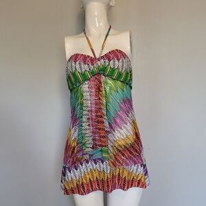 Profile By Gottex Mexicana Flyaway Bandeau Tankini & Skirted Bottom, VGUC, Sz 6